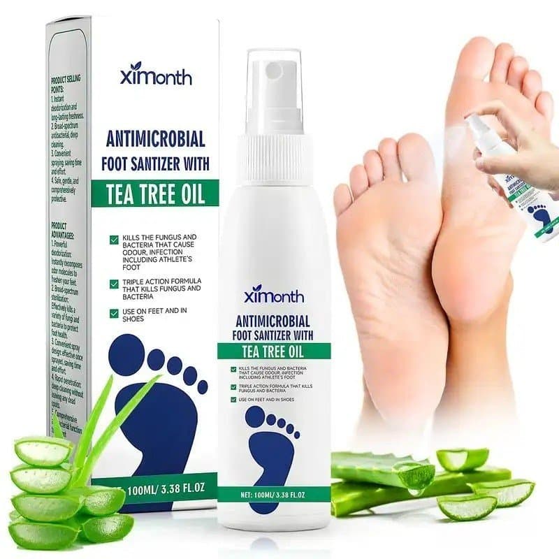 Spray Antibacteriano para os Pés à Base de Ervas com Óleo de Tea Tree - 100ml Fórmula de Longa Duração para Odor nos Pés