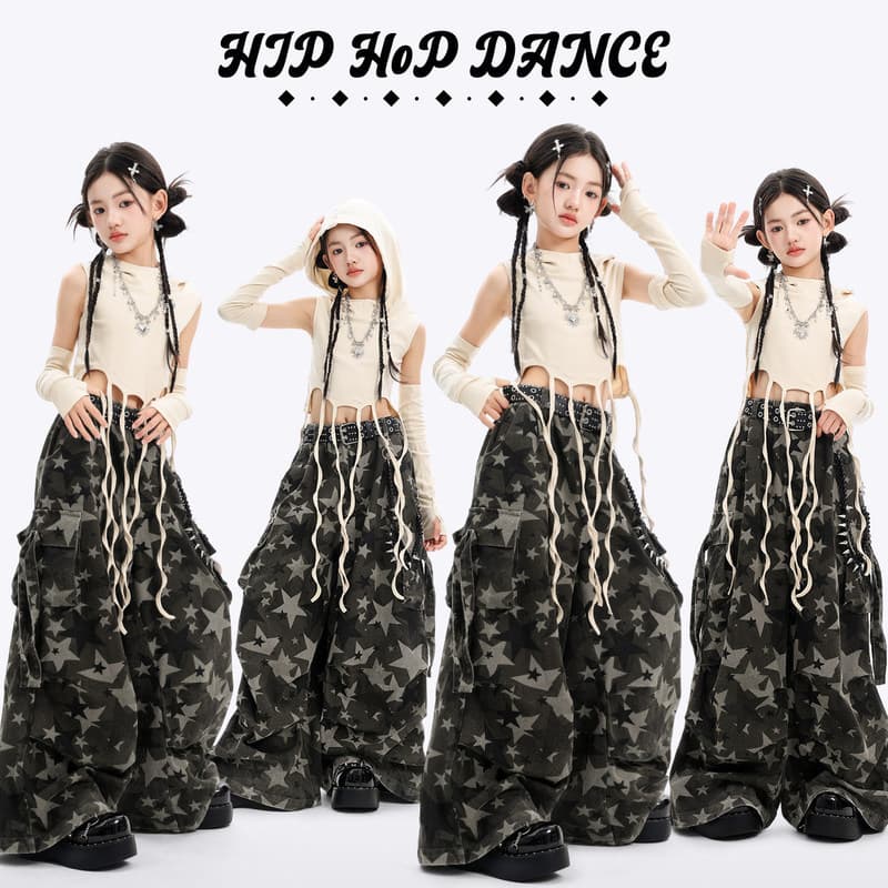 Jazz dança menina desempenho traje Hip-Hop na moda legal crianças jazz dança traje crianças moda Wear terno menina frito