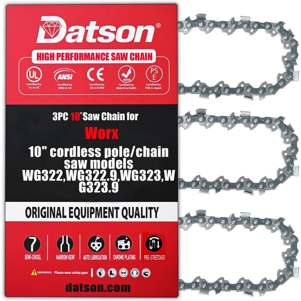 3 Correntes de Motosserra de 10 polegadas para Motosserras Worx WG323 WG323.9, Corrente de Substituição de 10" para Moto
