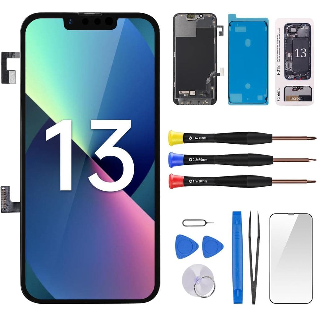 Substituição de Tela para iPhone 13 6.1" Display LCD 3D Touch com Digitalizador Completo, Reparo de Alto-Falante, Sensor