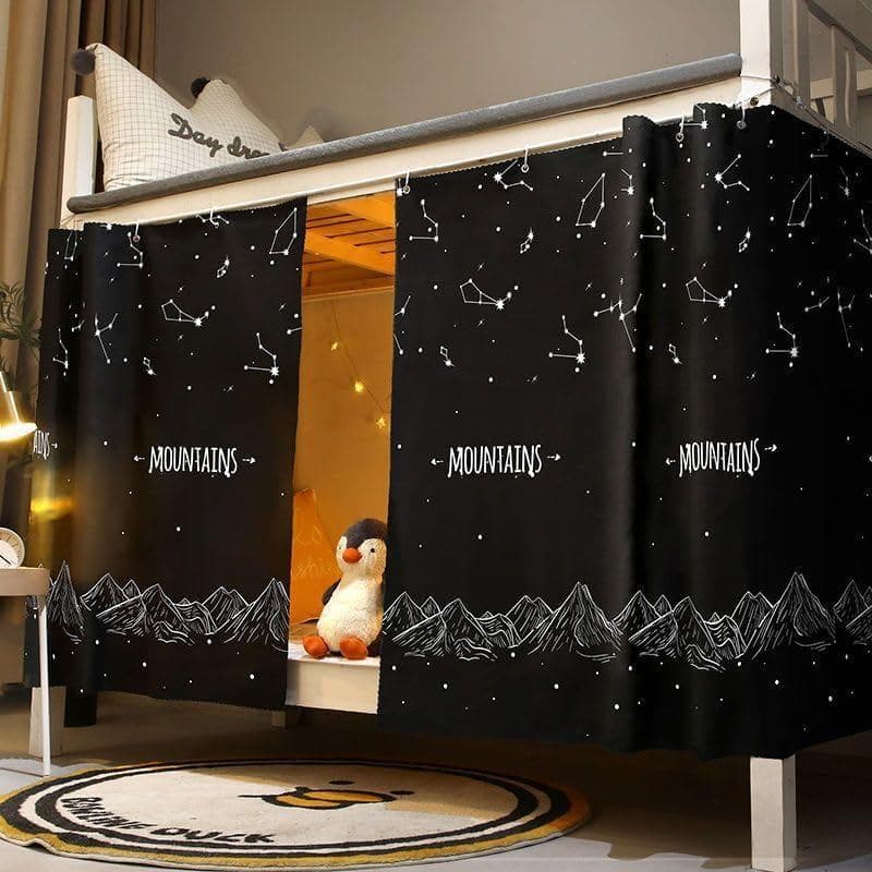 2 Painéis, Cortinas Pretas Galaxy para Cama Beliche, Cortinas para Cama de Estudante, Decoração Blackout para Cama de So