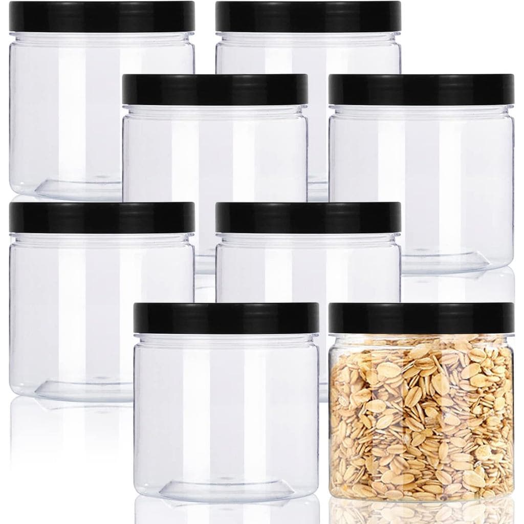 Lainrrew 8 Pcs Potes de Plástico de 12oz com Tampas, Recipientes Transparentes para Slime, Potes Redondos de Plástico pa