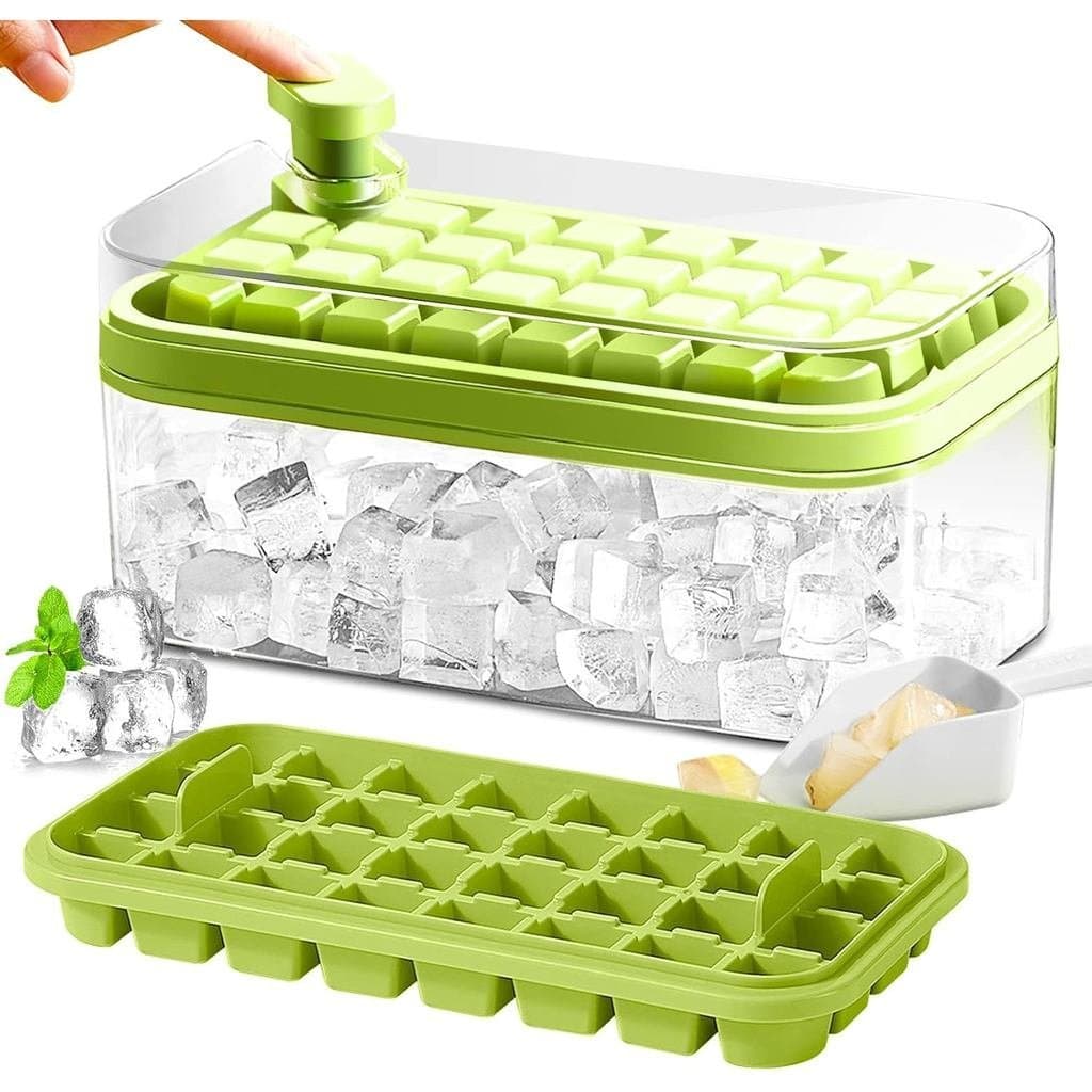 Forma de Gelo com Tampa e Recipiente, 2 Pacotes de Formas de Gelo para Freezer, 64 Formas de Gelo, Forma de Gelo com Bot