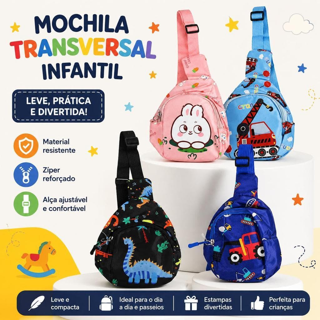 Bolsa Crossbody Infantil Estampada De Ombro Ajustável Durável  Para Meninos E Meninas