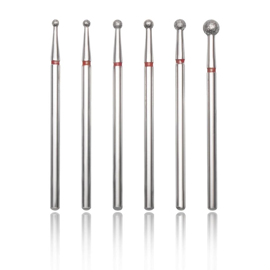Conjunto de 6 Brocas para Unhas, Cabeça Esférica de 3/32" para Limpeza de Cutículas, Brocas para Polimento de Gel e Pedi