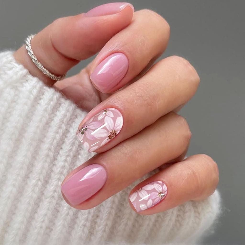 Adesivos de Unhas em Gel JMEOWIO com Estampa de Flores, Tiras de Gel Semi-Curadas para Unhas, Acessórios de Decoração pa