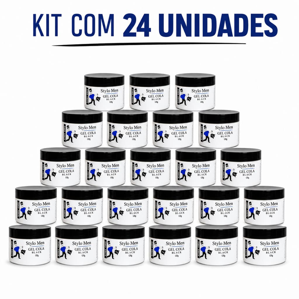 Kit 24 Un Stylo Men Gel Cola Fixação Extra Forte 300g Sem Álcool