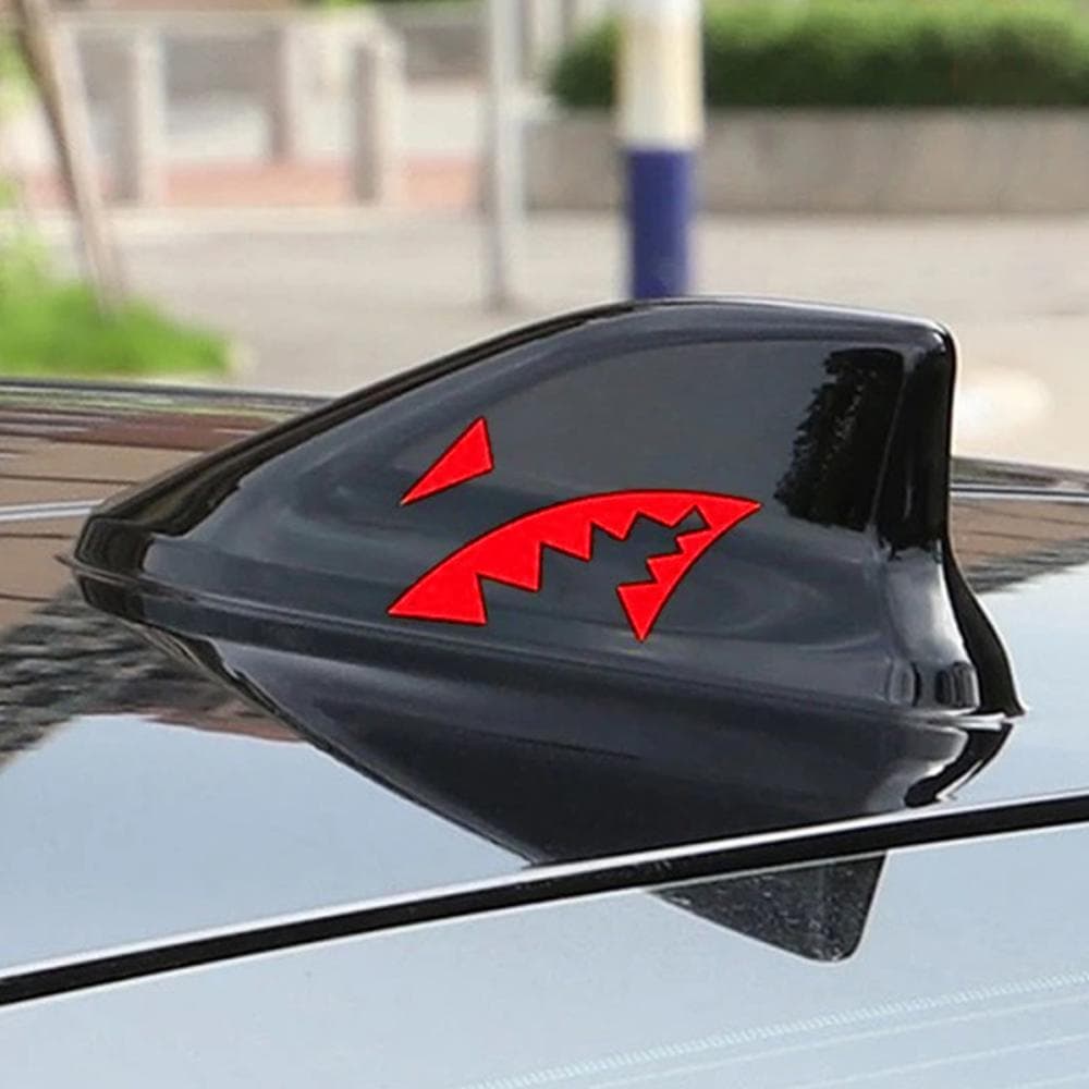 TIK 2 Peças Adesivo De Carro Reflexivo Antena De Barbatana De Tubarão Boca Decalque De Vinil D8X7