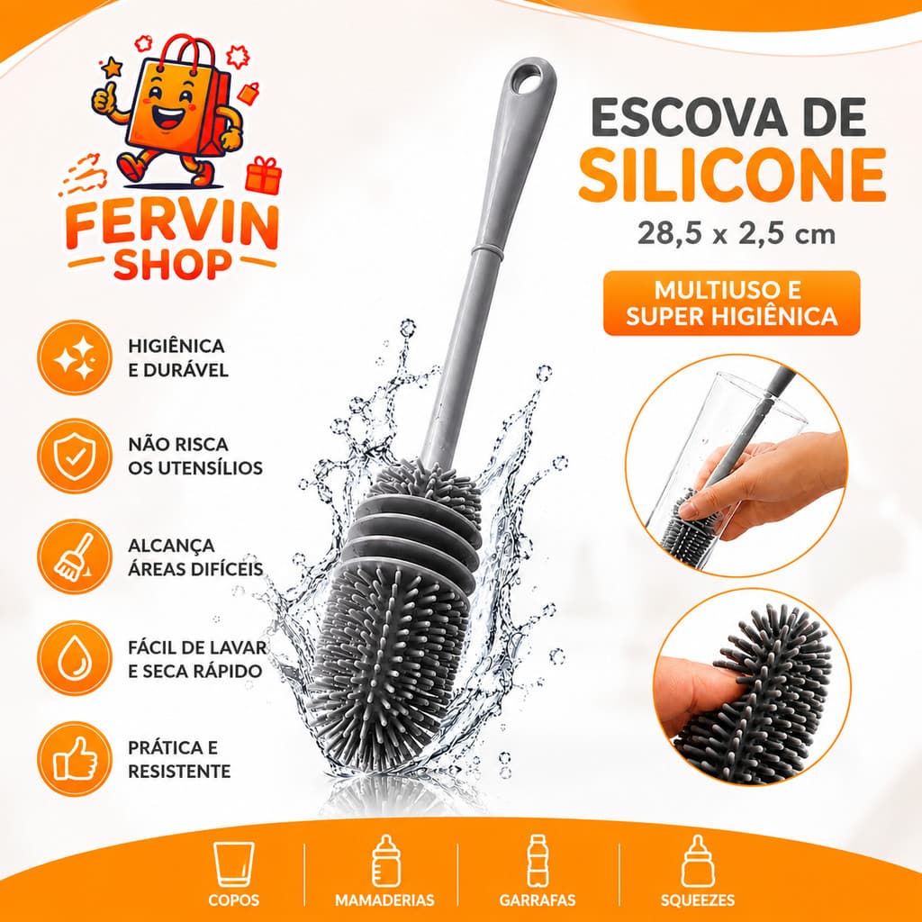 ESCOVA DE SILICONE PRA LAVAR GARRFAS MAMADEIRAS COPOS TAÇAS E LOUÇAS EM GERAL