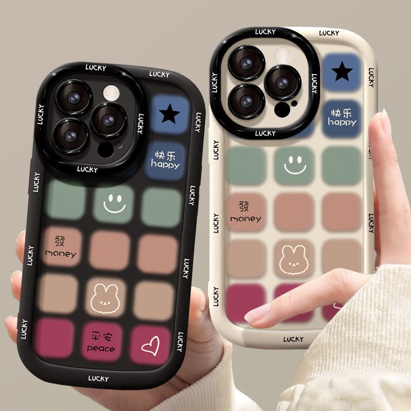 Adequado para vários tipos de capas de telefone xadrez coelho fofo Silicone