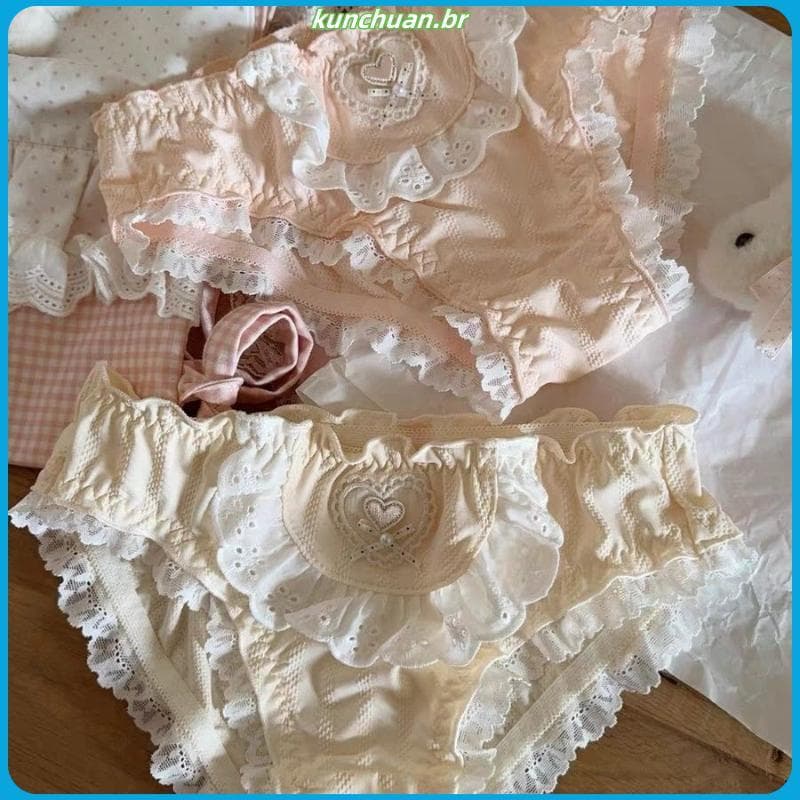 Novo estilo calcinha para meninas estilo japonês puro desejo nuvem renda doce cuecas femininas