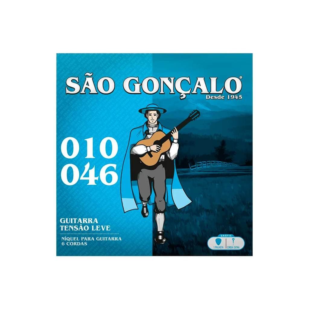 Jogo De Cordas Niquel P/guitarra 0.010" - 0.046" Tensão Leve São Gonçalo [F108]