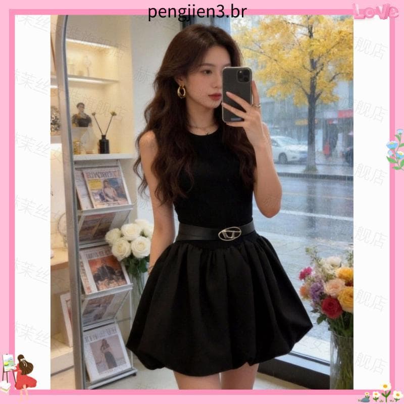 Coreano Hepburn estilo flor Bud vestido feminino 2026 verão novo estilo Design sem mangas cintura estreita mais magro ol