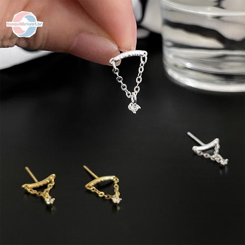tue Luz Luxo Moda Corrente Piercing Brinco Para Mulheres Zircão Pingente sel Orelha Cartilagem Argola Lóbulo Jóias BR