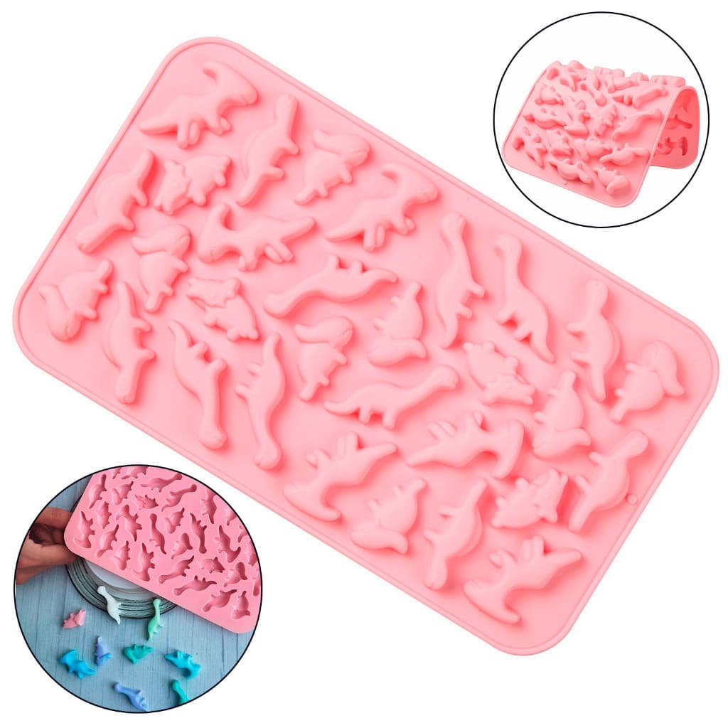 Molde Silicone Bombom Dinossauro Répteis Chocolate Trufa Pascoa Goma Bala Gelo Confeitaria Culinaria Pasta Americana