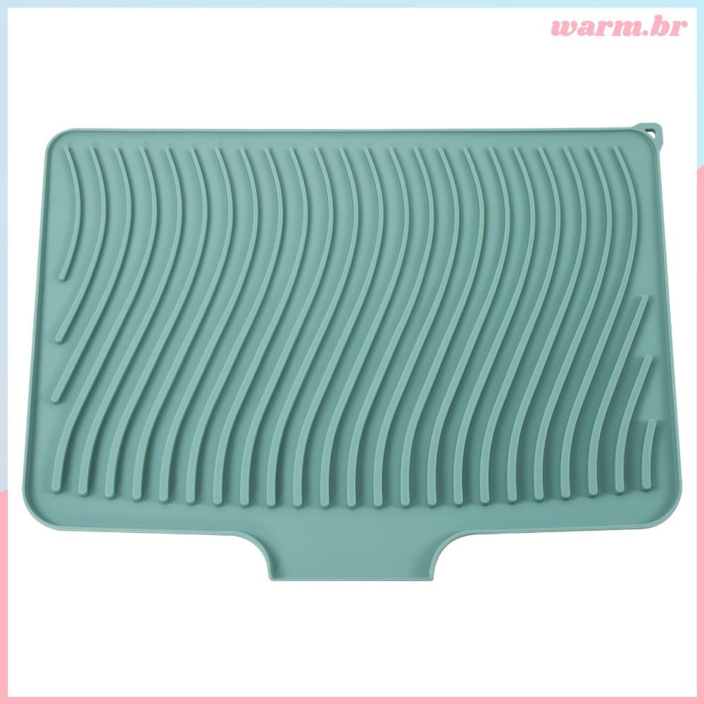Tapete De Secagem De Pratos De Silicone Com Almofada Higiênica Dreno Embutido Para Balcão De Cozinha Ou Pia [waroom.br]