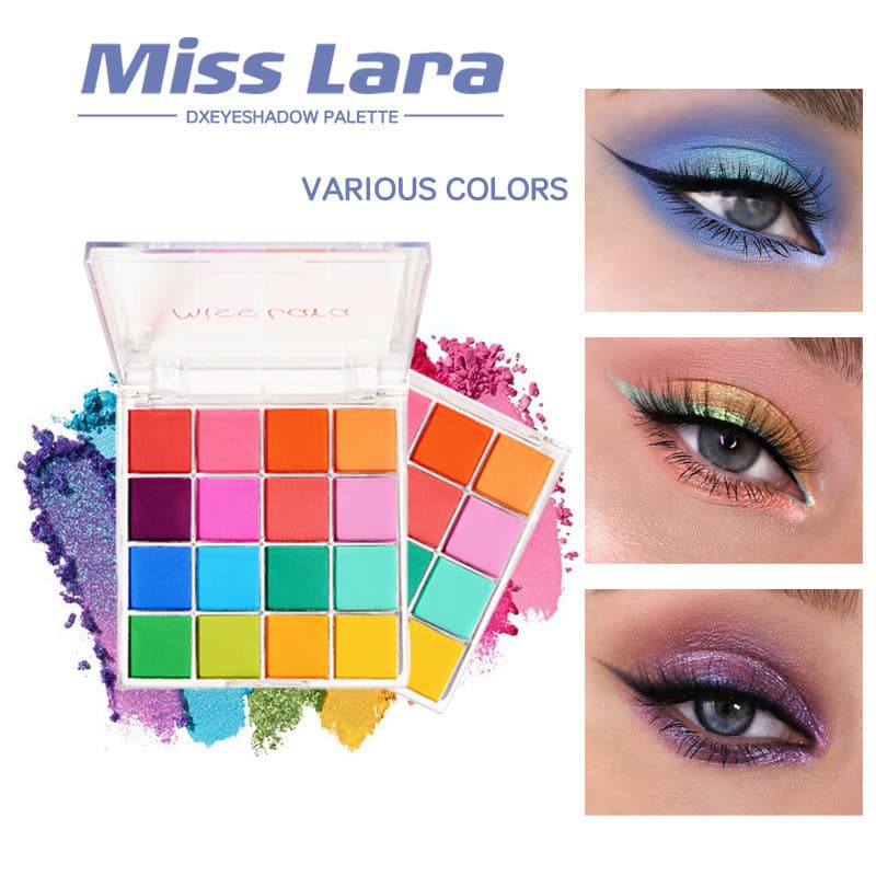 MISSLARA16 Paleta de sombras coloridas peroladas foscas estroboscópicas lantejoulas cor terra ins influenciador sombra S