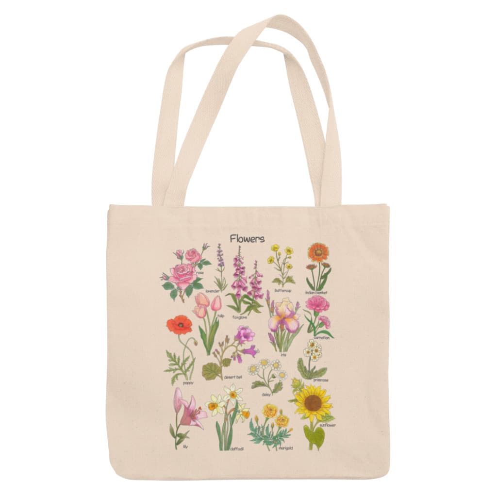 Bolsa Sacola Ecobag Cru Com e Sem Zíper Botânica Flores Retrô Elementos 100% Algodão Bolsa Sacola