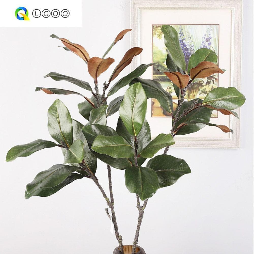 LGOO Simulado Ramo De Árvore De Magnólia , 2 Garfos Grande Planta Artificial , Plantas Artificiais Artesanais De 110cm