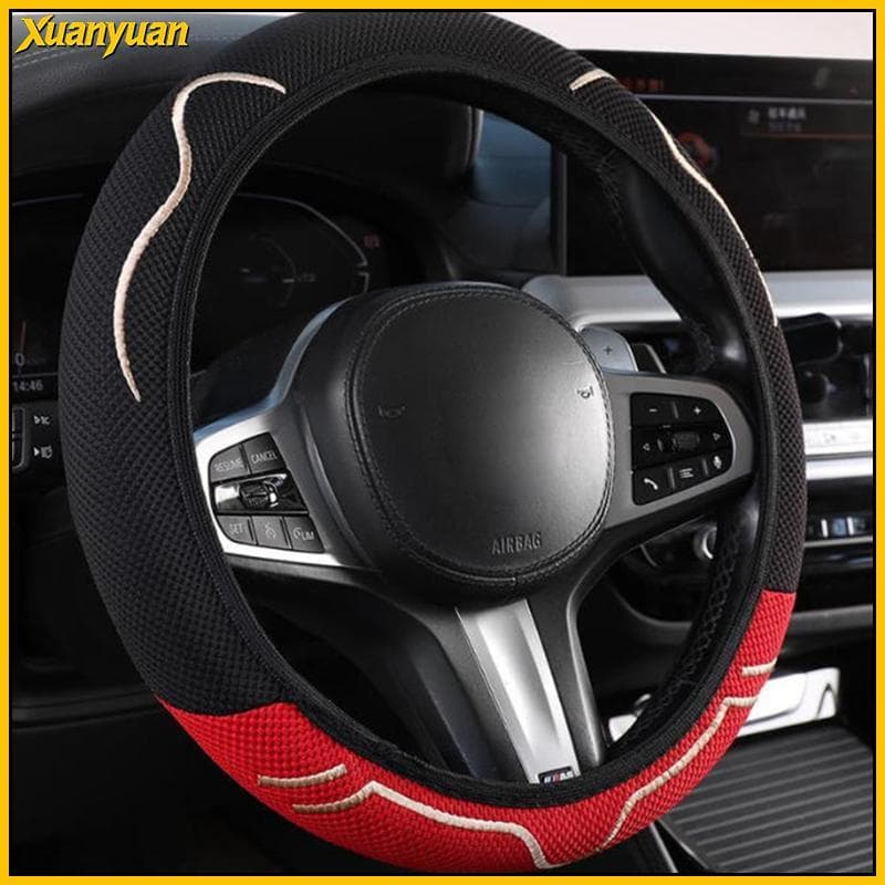 XYuan Capa De Volante De Carro Respirável Antiderrapante Malha Grossa Seda Gelada Sem Anel Interno Elástico Universal Pa