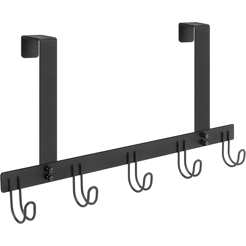 Ganchos para Pendurar na Porta, Suporte para Toalhas Sem Furos, Suporte de Toalhas de Metal com 5 Ganchos para Casacos p