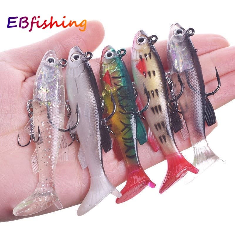 1 Pçs T-Tail Pesca Gabarito Cabeça Swimbaits Baixo Iscas De Isca De Plástico Macio Para Água Salgada Doce