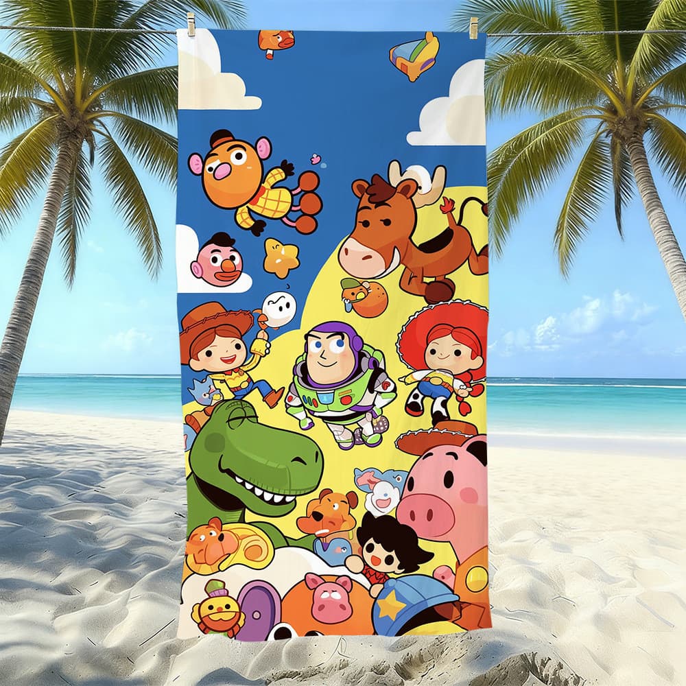 2026 novo estilo Buzz Lightyear toalha de praia crianças adulto Toy Story toalha de banho absorvente toalha de secagem r