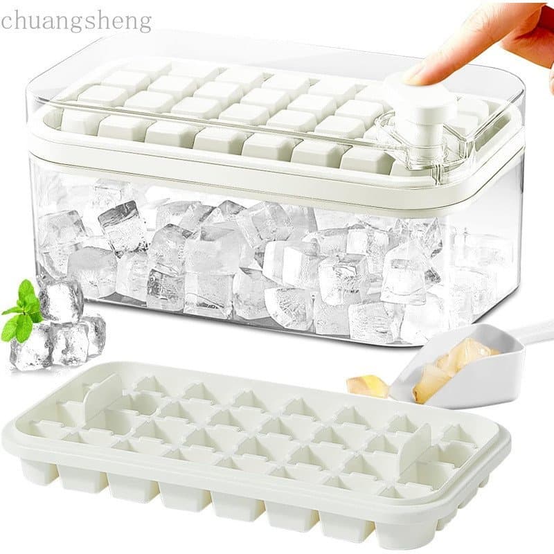 Forma de Gelo com Tampa e Recipiente, 2 Unidades de Formas de Gelo para Freezer, 64 Formas de Gelo, Forma de Gelo com Li