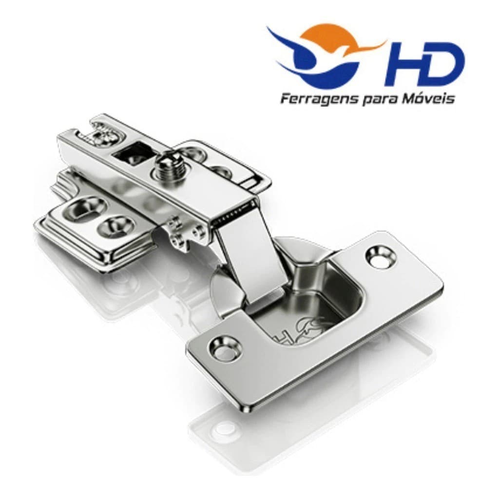 Kit 2 Dobradiças Reta Amortecedor Porta Armário 35mm - Hd para portas de armario