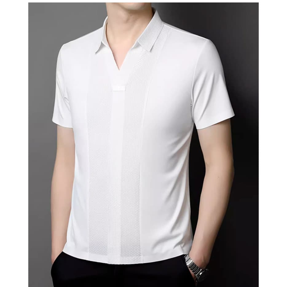 【Estilo Moderno】Camisa social masculina casual de algodão com mangas curtas T-Shirt/Moda Masculina