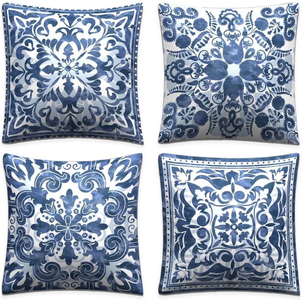 Conjunto de 4 Capas de Almofadas Boho Vintage para Decoração de Quarto, Sofá, Cadeira, Carro, Capas de Almofadas Quadrad