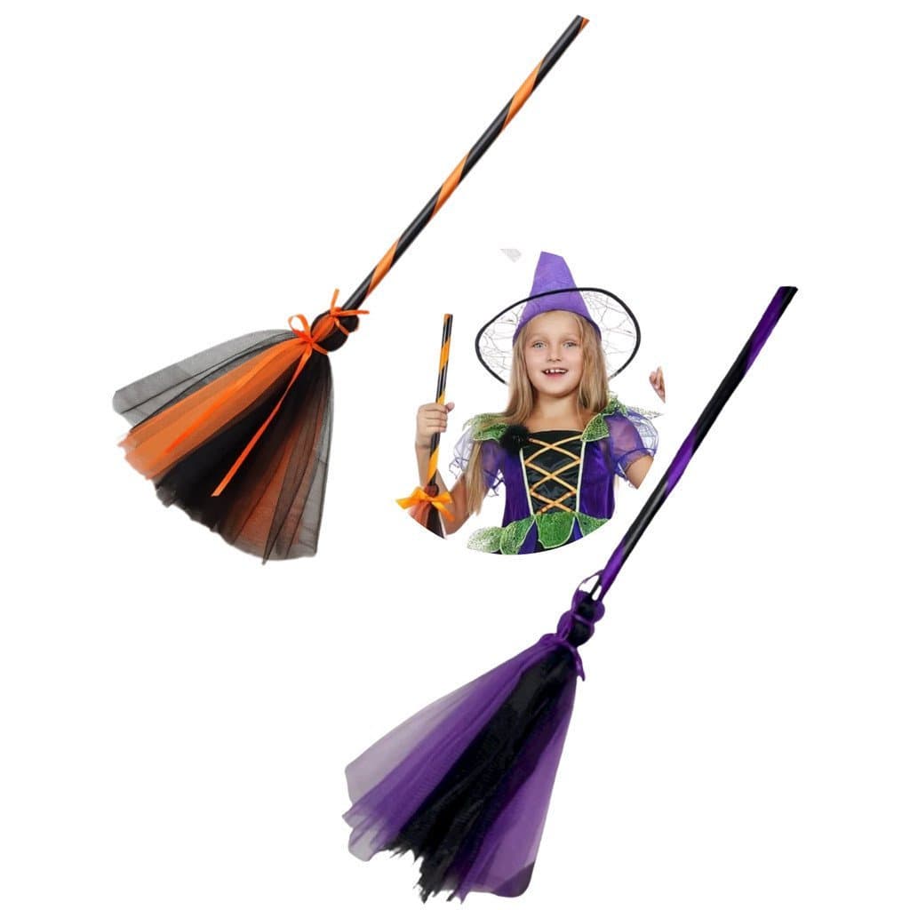 Vassoura Halloween Bruxas 80cm Fantasia Dia das Bruxa