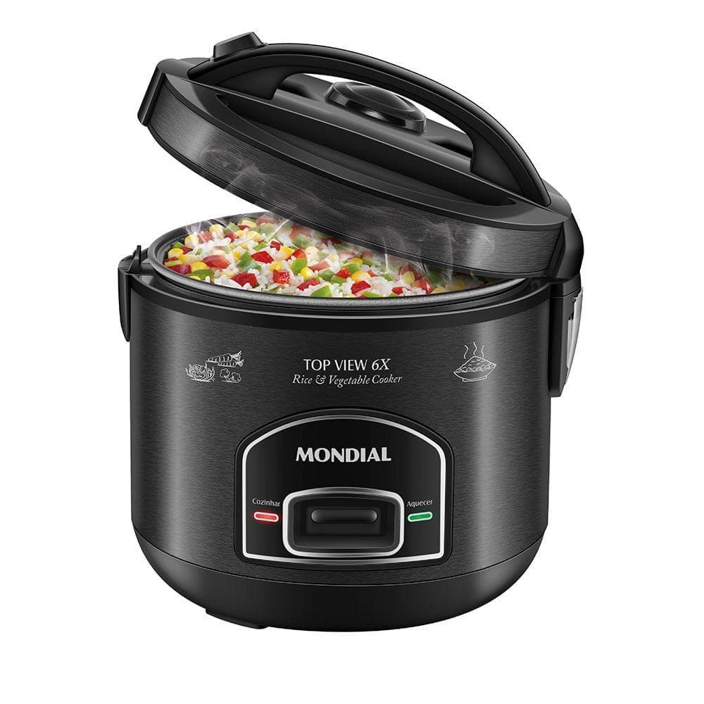 Panela Elétrica de Arroz Mondial PE-30-6X 6 Xícaras 500W Black Inox 220V