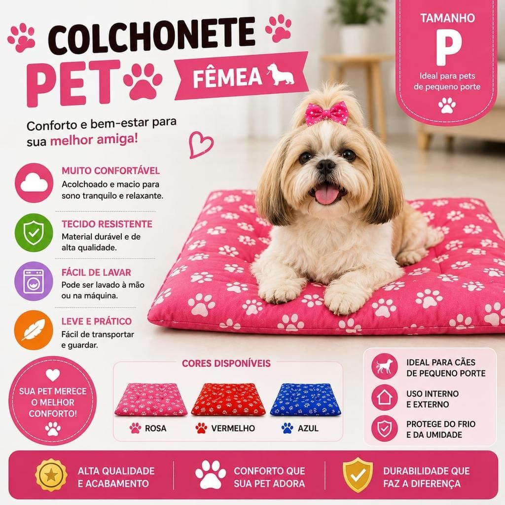 COLCHONETE PET TAMANHO P - COR FEMEA