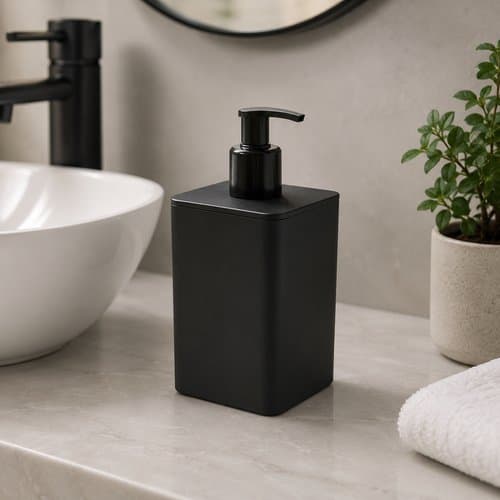 Dispenser Sabonete Liquido Compacto 350ml Design Moderno Preto Organizador Banheiro