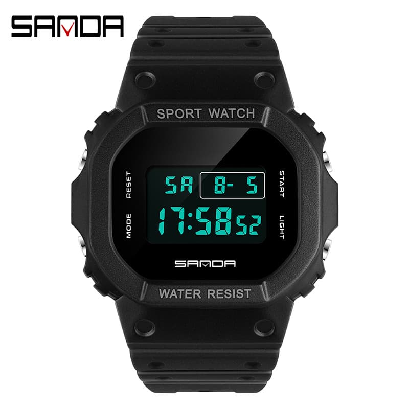 SANDA Relógio Esportivo Unissex À Prova D 'Água Multifuncional Relógio Masculino Feminino LED Digital Eletrônico Luminos