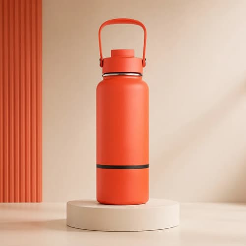Garrafa Térmica Inox 700ml Laranja com Tampa e Alça para Academia Treino Escritório Água Quente Fria Premium