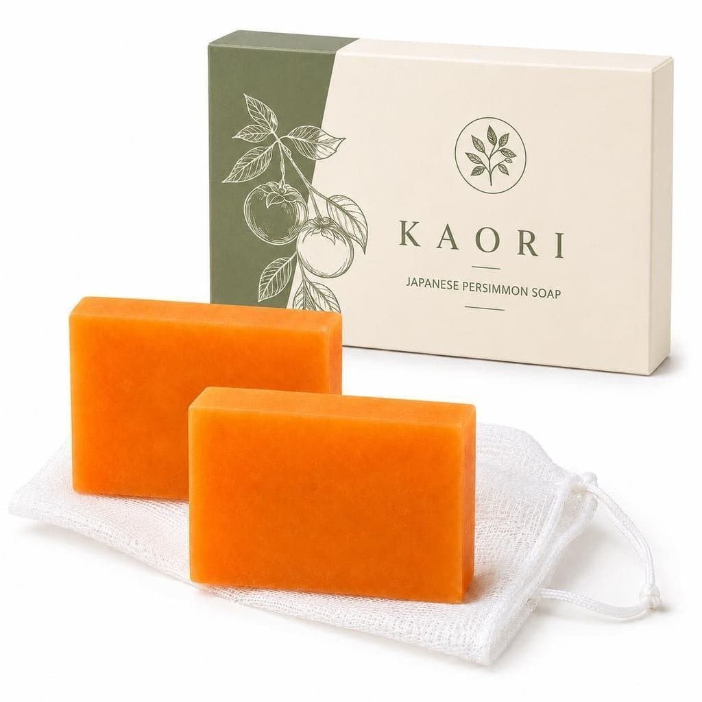 Sabonete de Caqui KAORI para Idosos - Sabonete em Barra Desodorizante com Extrato Puro de Caqui para Homens e Mulheres L