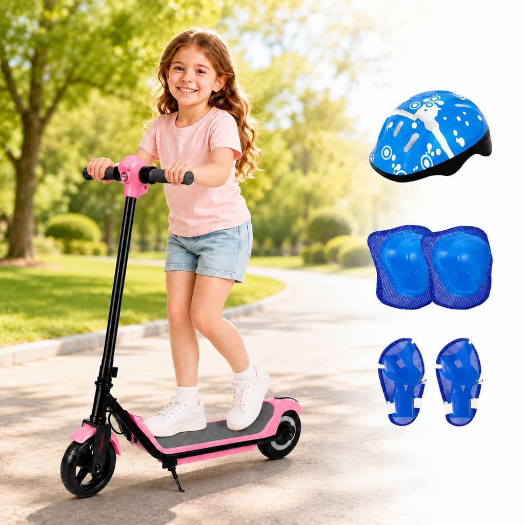 Patinete Infantil Elétrico Azul 110W 24V Duas Rodas Velocidade 14km/h Luz Frontal Bluetooth Freio Eletrônico Até 60kg