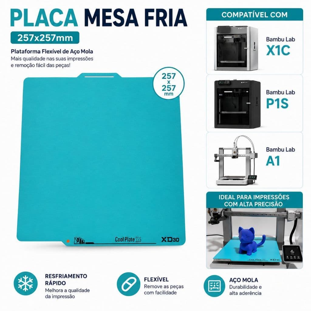 Placa Mesa Fria Magnética Xd3d Cool Plate Bambu Lab P1p P1s X1c A1 e Mini