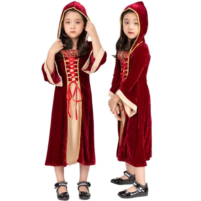 Halloween COS a menina que vende combina com vestido xadrez Pastoral retrô de linho falso fantasia de pai-filho de duas