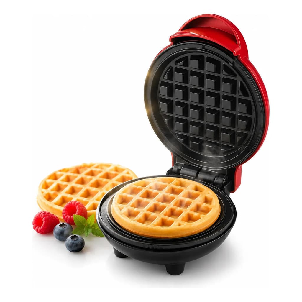 Máquina De Fazer Wafle Grill Panqueca Elétrica Vermelha 127v