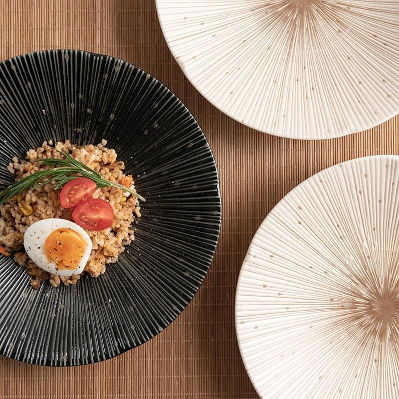 Prato Fundo de Cerâmica Artesanal Bloom Imported Mino Ware Senkan Jukusa, Estilo Japonês, para Massa 6H1N