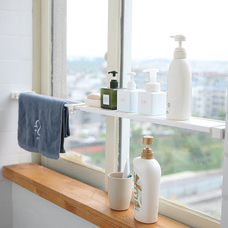 Prateleira retrátil perfurada branca para peitoril de janela, divisória estreita, armário, guarda-roupa, compartimento d