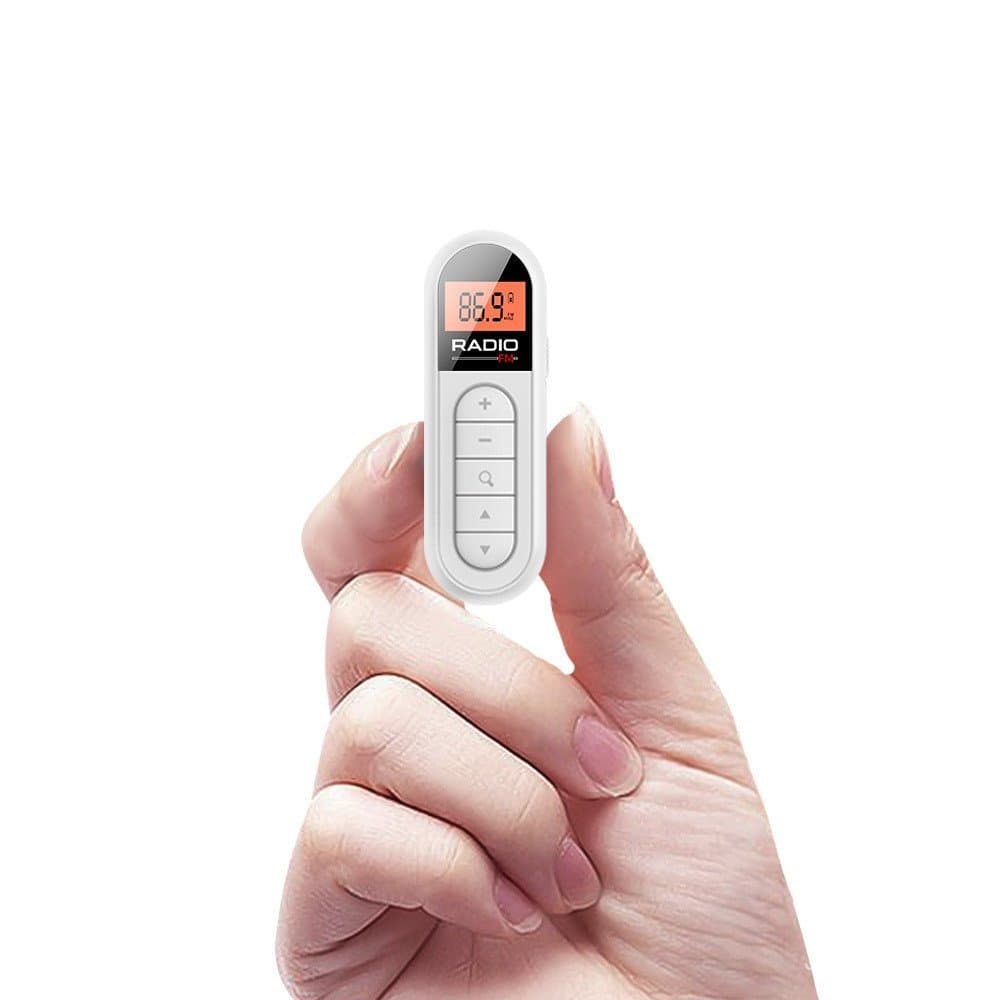 Rádio mini recarregável, rádio FM portátil de bolso para idosos com clipe traseiro para conferências.