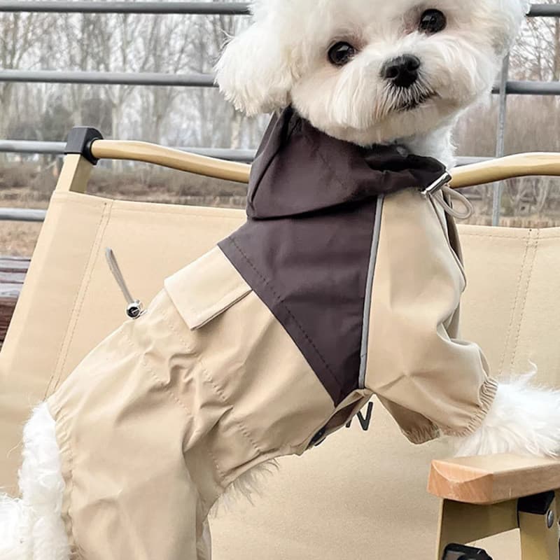Capa de chuva para animais de estimação, à prova d'água, quatro pernas, ferramentas, contraste, cor, costura, à prova de