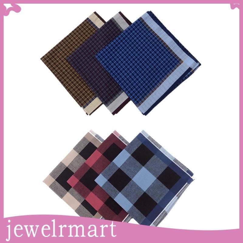 [Jewelrmart] 6x Lenço Xadrez Bolso Quadrado 40cmx40cm Lenços Masculinos Confortáveis