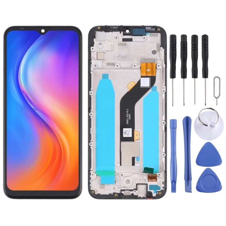Tela LCD Em Estoque Pronto Para Tecno Spark Go 2020/6 KE5J Digitalizador Conjunto Completo Com Moldura