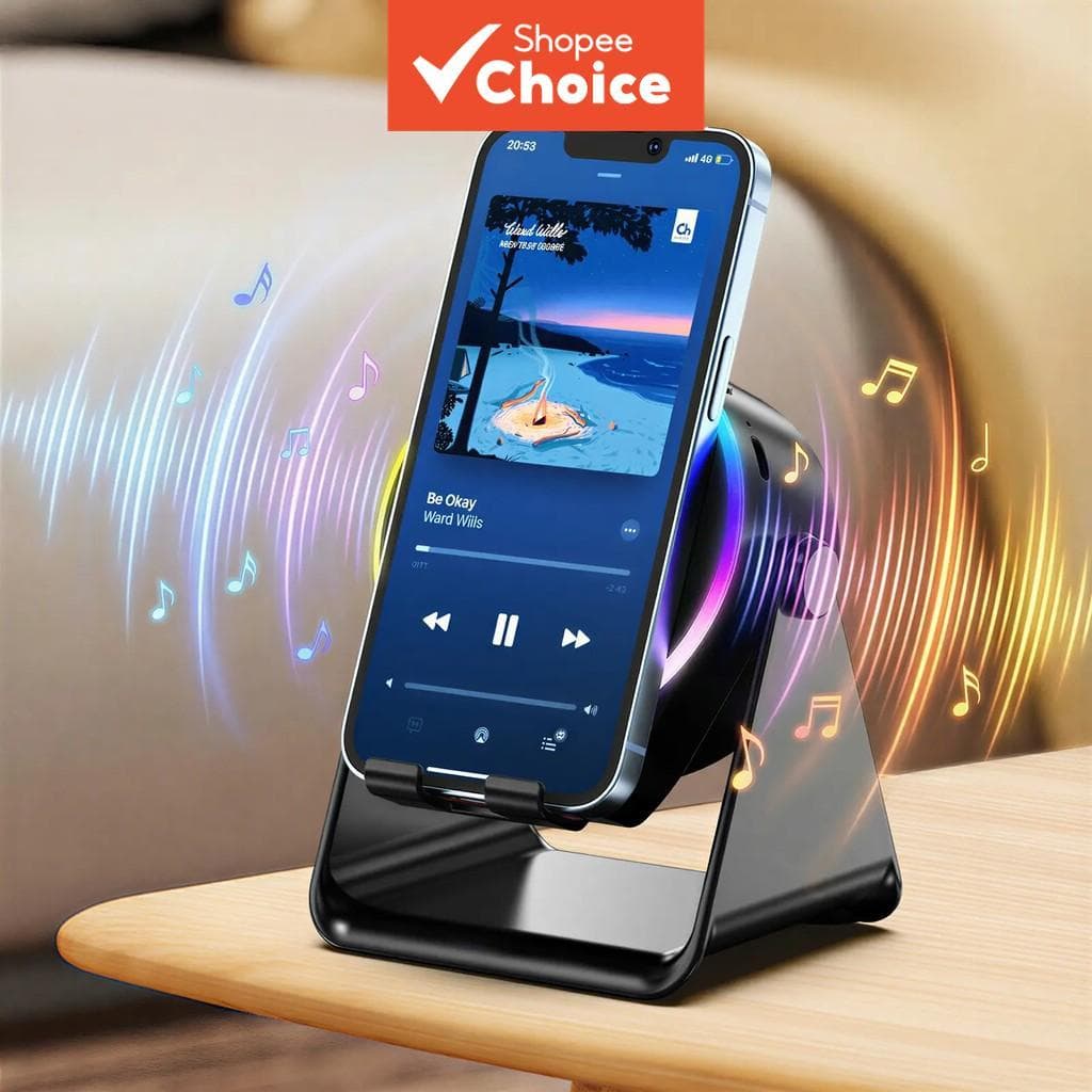 5 Em 1 Alto-Falante Bluetooth De Áudio Por Indução Sem Fio Carregador LED Com Suporte De 360