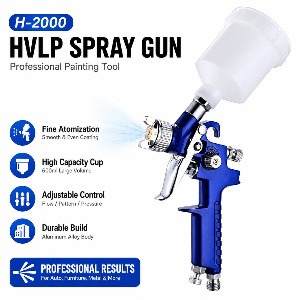 H-2000 Mini Pistola Pulverização Ar HVLP Profissional Bico Pintura Aerógrafo Compressor Acessório Ferramenta